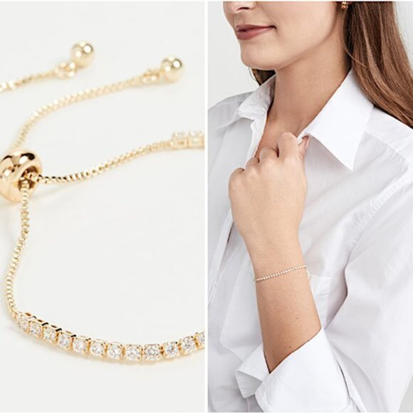 New ~ Anthropologie Shashi Rose Gold Diamond Tennis Bracelet - Picture 6 of 14